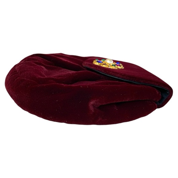 VELVET FLAP EVENING CROSSBODY MINI BAG WINE BURGANDY - Picture 3 of 3